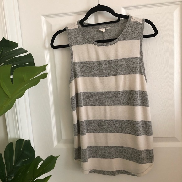 GAP Tops - GAP gray and white striped softspun sleeveless top